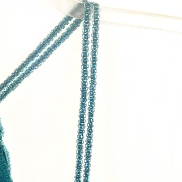 FREE PEOPLE Deep Turquoise Beaded Neckline ‘Persephone’ Slub Knit Swing Tank Top - Picture 7 of 8